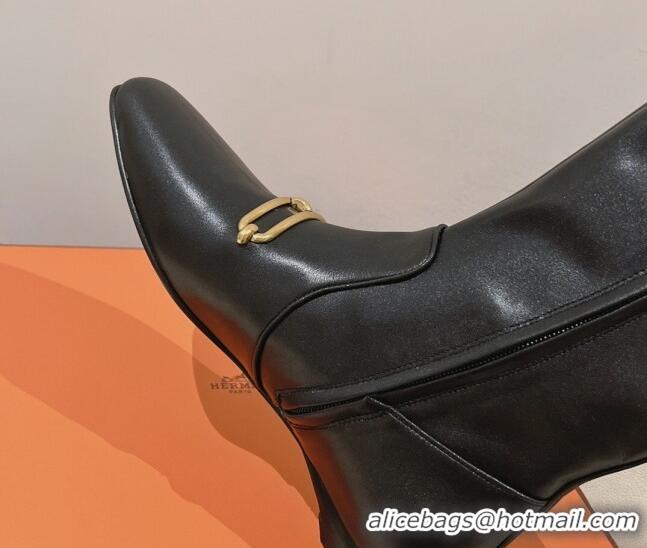 Duplicate Hermes Dora Flat Ankle Boots Black 22123