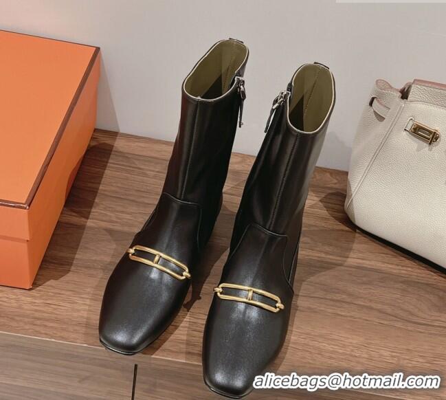 Duplicate Hermes Dora Flat Ankle Boots Black 22123