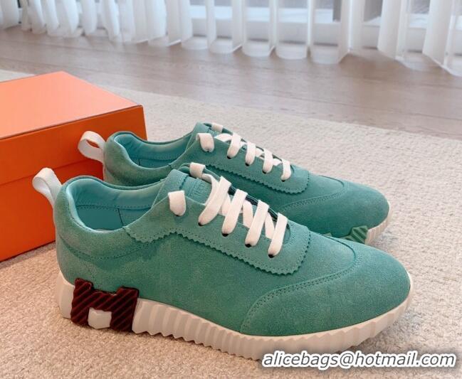 Perfect Hermes Bouncing Sneakers in Suede Light Green 3020874