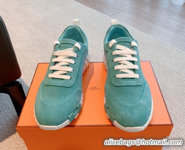 Perfect Hermes Bouncing Sneakers in Suede Light Green 3020874