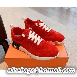 Best Product Hermes Bouncing Sneakers in Suede Red 020875