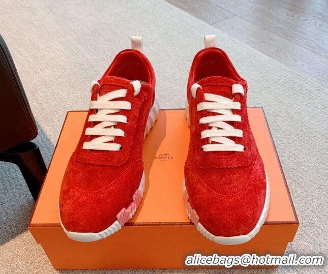 Best Product Hermes Bouncing Sneakers in Suede Red 020875