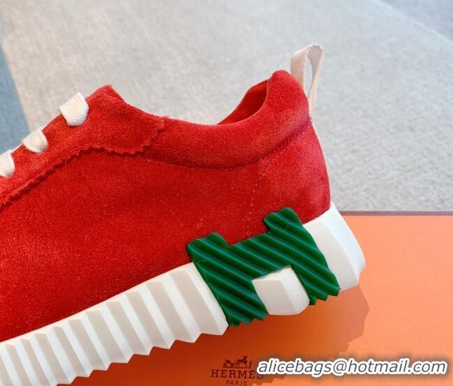 Best Product Hermes Bouncing Sneakers in Suede Red 020875