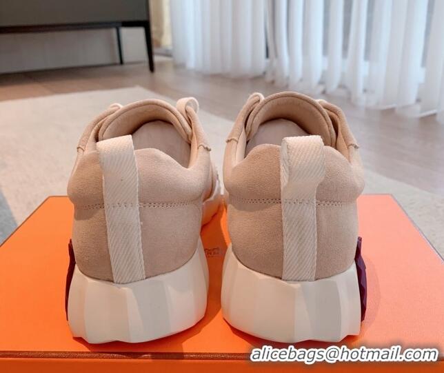 Classic Hot Hermes Bouncing Sneakers in Suede Beige 020877