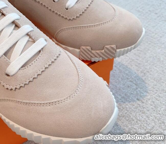 Classic Hot Hermes Bouncing Sneakers in Suede Beige 020877