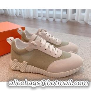 Good Product Hermes Bouncing Sneakers in Mesh and Suede Grey 020878