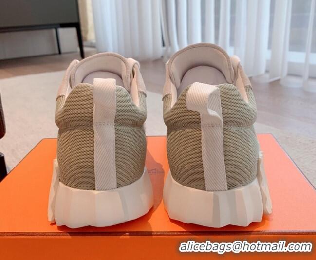 Good Product Hermes Bouncing Sneakers in Mesh and Suede Grey 020878