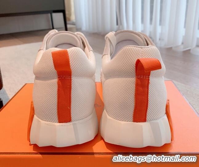 Good Quality Hermes Bouncing Sneakers in Mesh and Suede White Light Grey 020878