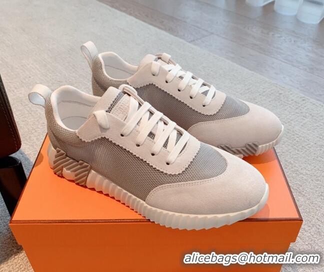 Best Product Hermes Bouncing Sneakers in Mesh and Suede Dark Grey 020882