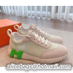 Purchase Hermes Bouncing Sneakers in Mesh and Suede Pale Green 020883