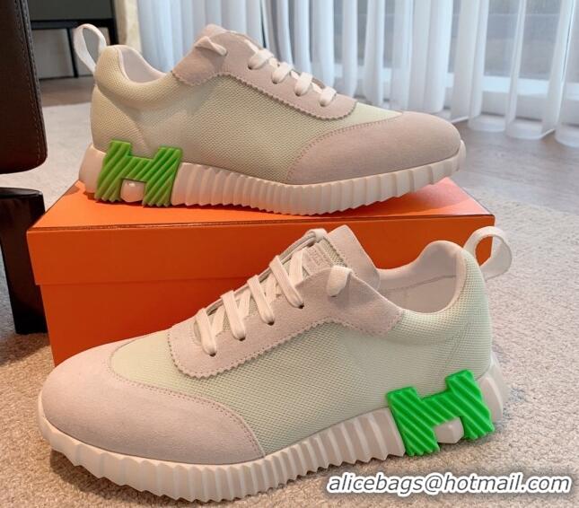 Purchase Hermes Bouncing Sneakers in Mesh and Suede Pale Green 020883