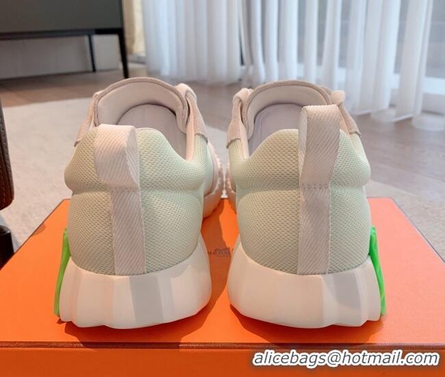 Purchase Hermes Bouncing Sneakers in Mesh and Suede Pale Green 020883