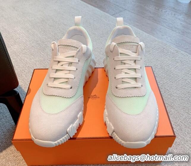 Purchase Hermes Bouncing Sneakers in Mesh and Suede Pale Green 020883