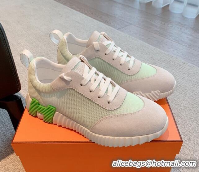 Purchase Hermes Bouncing Sneakers in Mesh and Suede Pale Green 020883