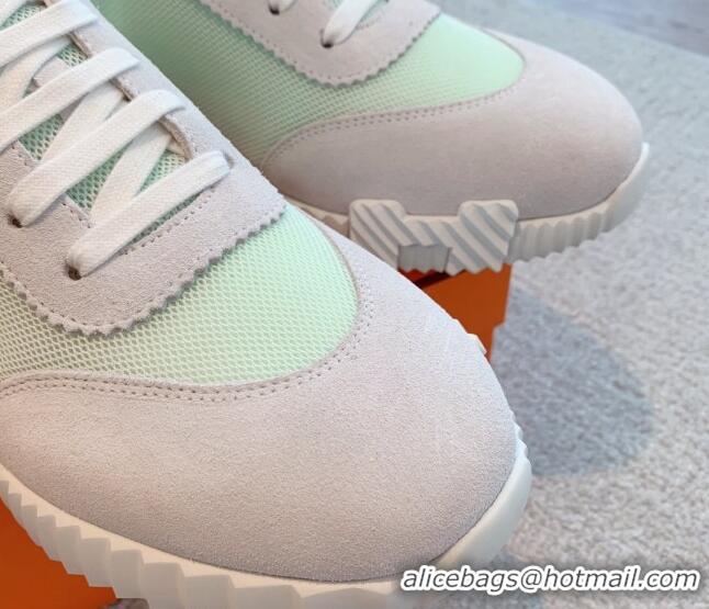 Purchase Hermes Bouncing Sneakers in Mesh and Suede Pale Green 020883