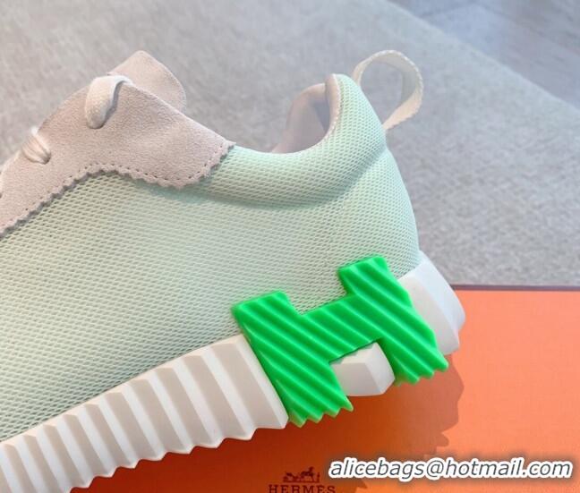 Purchase Hermes Bouncing Sneakers in Mesh and Suede Pale Green 020883