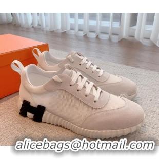 Best Price Hermes Bouncing Sneakers in Mesh and Suede White 020886