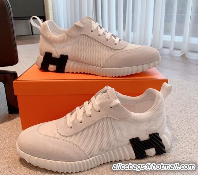 Best Price Hermes Bouncing Sneakers in Mesh and Suede White 020886