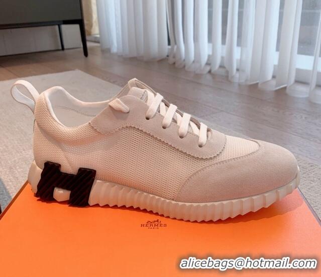 Best Price Hermes Bouncing Sneakers in Mesh and Suede White 020886