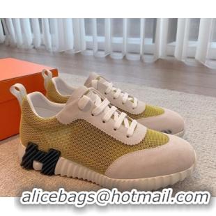 Best Grade Hermes Bouncing Sneakers in Mesh and Suede Green 020887