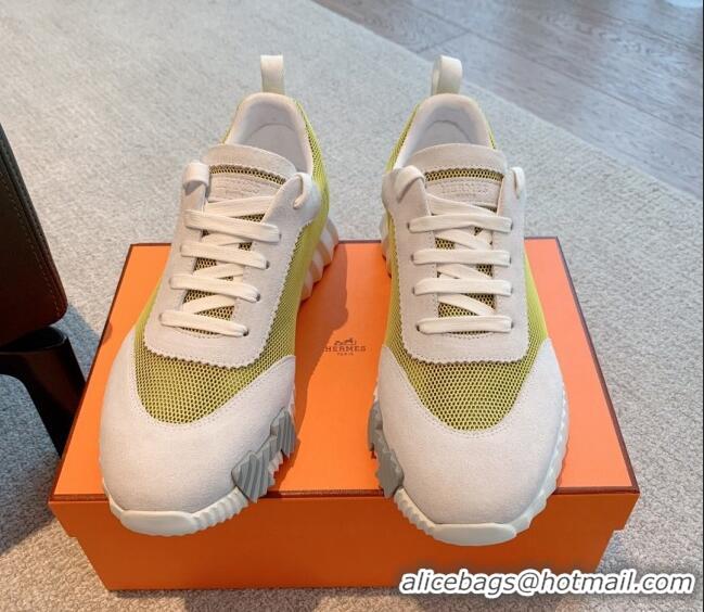 Best Grade Hermes Bouncing Sneakers in Mesh and Suede Green 020887