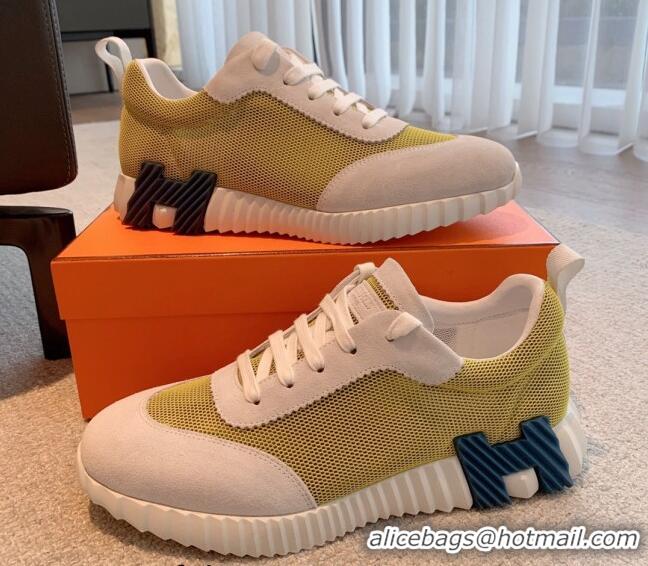 Best Grade Hermes Bouncing Sneakers in Mesh and Suede Green 020887