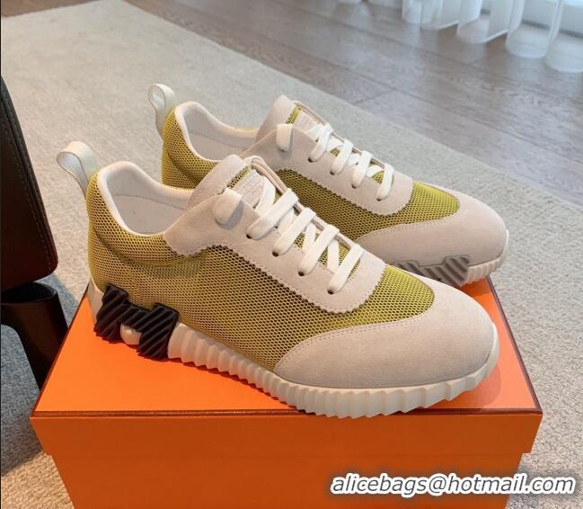 Best Grade Hermes Bouncing Sneakers in Mesh and Suede Green 020887