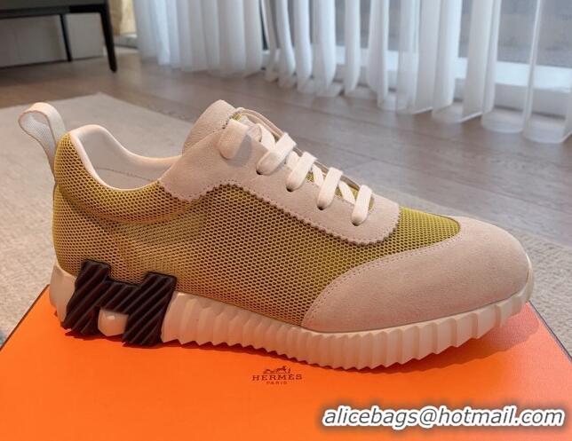 Best Grade Hermes Bouncing Sneakers in Mesh and Suede Green 020887