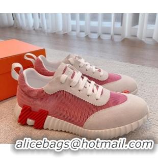 Low Price Hermes Bouncing Sneakers in Mesh and Suede Pink 020888