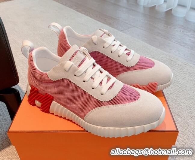 Low Price Hermes Bouncing Sneakers in Mesh and Suede Pink 020888