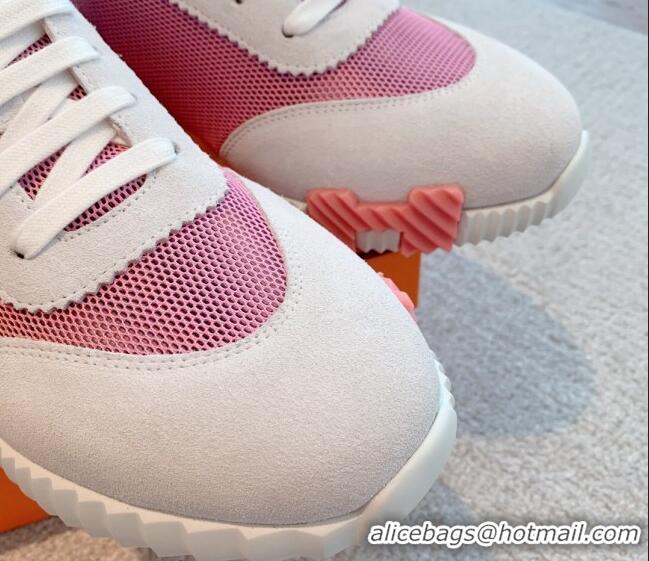 Low Price Hermes Bouncing Sneakers in Mesh and Suede Pink 020888