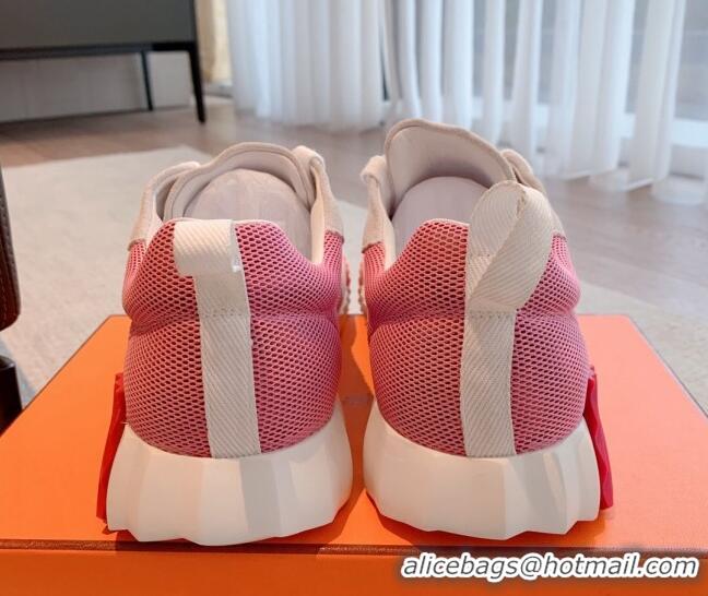 Low Price Hermes Bouncing Sneakers in Mesh and Suede Pink 020888