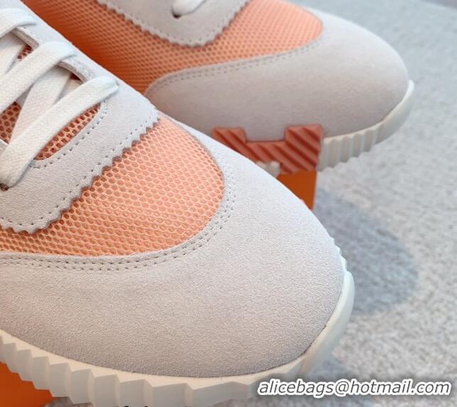 Stylish Hermes Bouncing Sneakers in Mesh and Suede Peachy Pink 020893