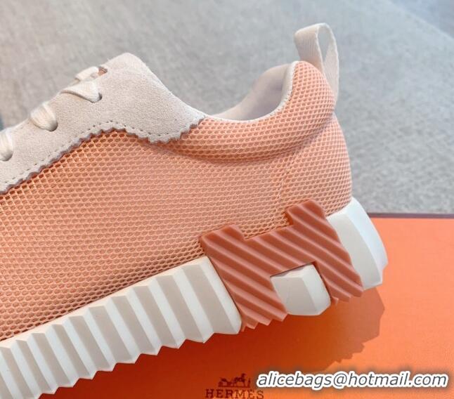 Stylish Hermes Bouncing Sneakers in Mesh and Suede Peachy Pink 020893