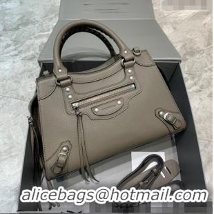 Promotional Balenciaga Neo Classic Small Bag in Grained Calfskin 638511 Khaki Grey/Silver 2021