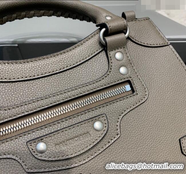 Promotional Balenciaga Neo Classic Small Bag in Grained Calfskin 638511 Khaki Grey/Silver 2021