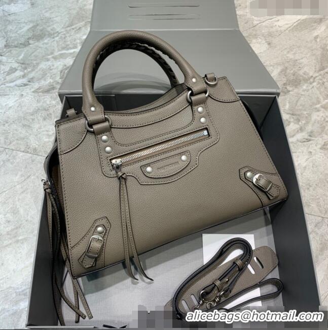 Promotional Balenciaga Neo Classic Small Bag in Grained Calfskin 638511 Khaki Grey/Silver 2021