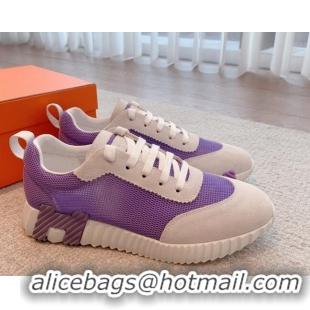 Best Grade Hermes Bouncing Sneakers in Mesh and Suede Purple 020895