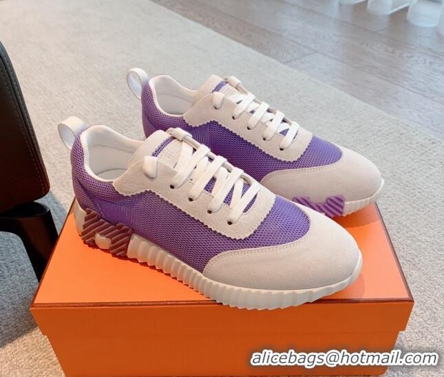 Best Grade Hermes Bouncing Sneakers in Mesh and Suede Purple 020895