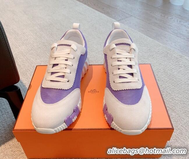 Best Grade Hermes Bouncing Sneakers in Mesh and Suede Purple 020895