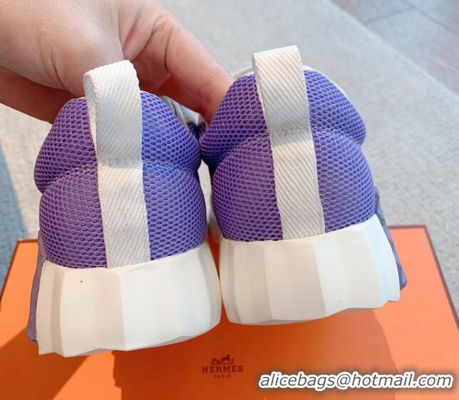 Best Grade Hermes Bouncing Sneakers in Mesh and Suede Purple 020895