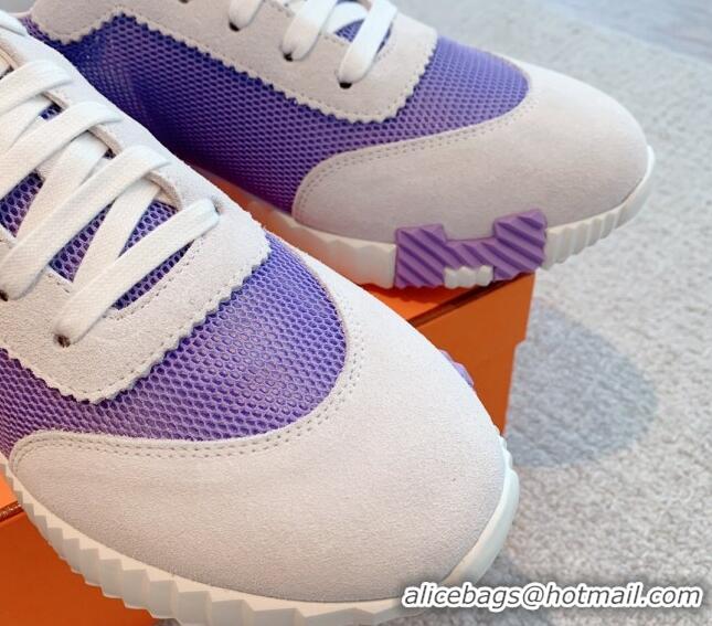 Best Grade Hermes Bouncing Sneakers in Mesh and Suede Purple 020895