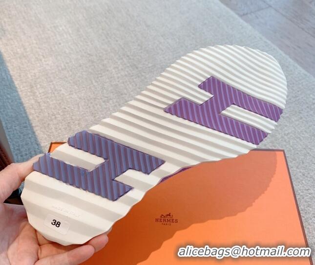 Best Grade Hermes Bouncing Sneakers in Mesh and Suede Purple 020895