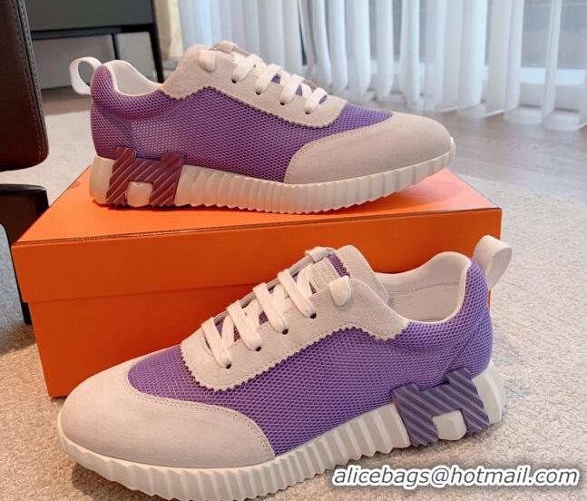 Best Grade Hermes Bouncing Sneakers in Mesh and Suede Purple 020895