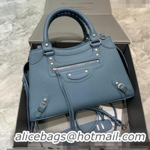 Top Quality Balenciaga Neo Classic Small Bag in Grained Calfskin 638511 Dusty Blue/Silver 2021