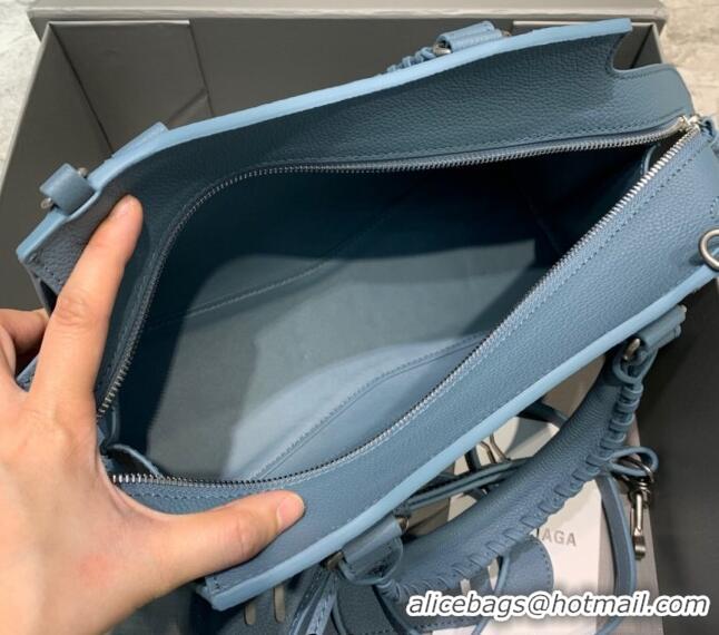 Top Quality Balenciaga Neo Classic Small Bag in Grained Calfskin 638511 Dusty Blue/Silver 2021