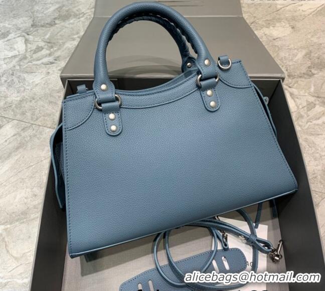 Top Quality Balenciaga Neo Classic Small Bag in Grained Calfskin 638511 Dusty Blue/Silver 2021