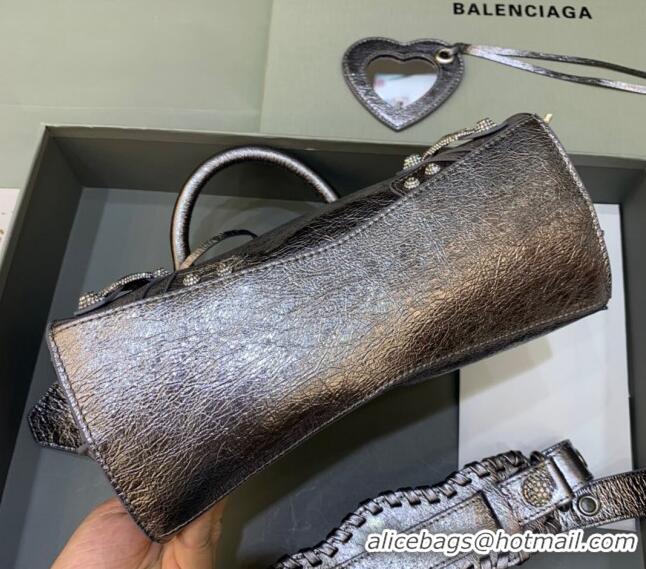 Affordable Price Balenciaga Neo Cagole XS Lambskin Top Handle Bag with Crystal BA1570 Silver 2022