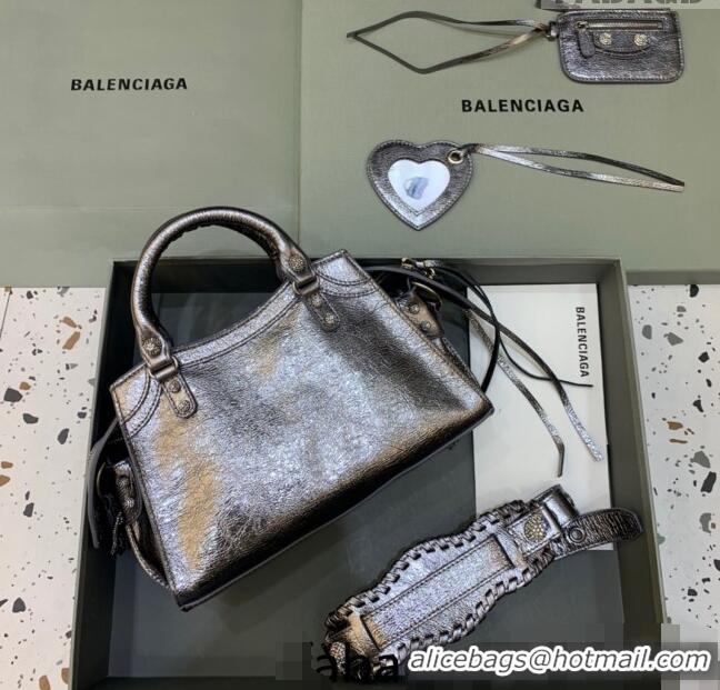 Affordable Price Balenciaga Neo Cagole XS Lambskin Top Handle Bag with Crystal BA1570 Silver 2022