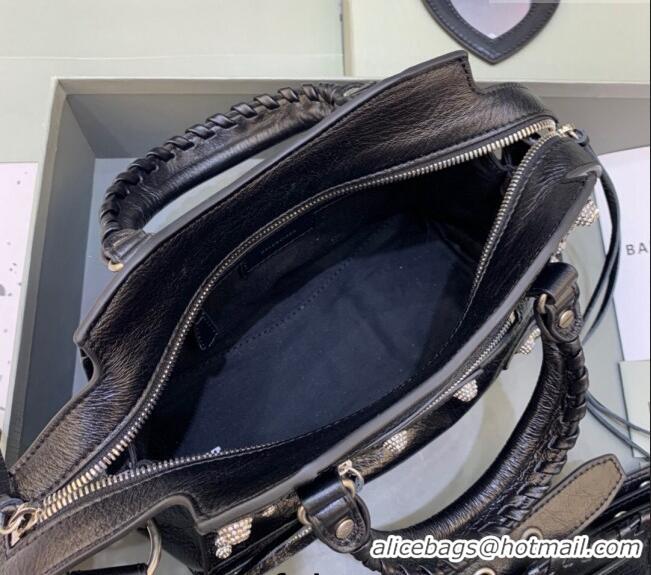 Discount Balenciaga Neo Cagole XS Lambskin Top Handle Bag with Crystal BA1570 Black 2022